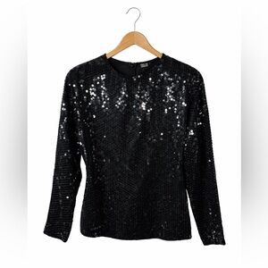 Della Roufogali Black Sequin Top. Vintage. Excellent Condition. Size Small